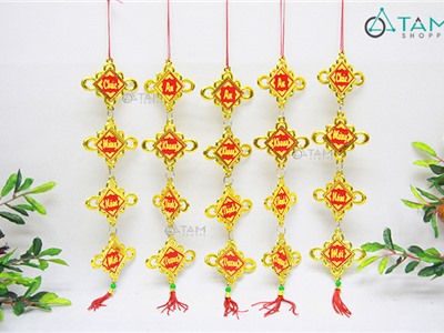 Set 5 dây khánh vuông họa tiết vòng in chữ treo Tết (25cm) T-PKTMD-62